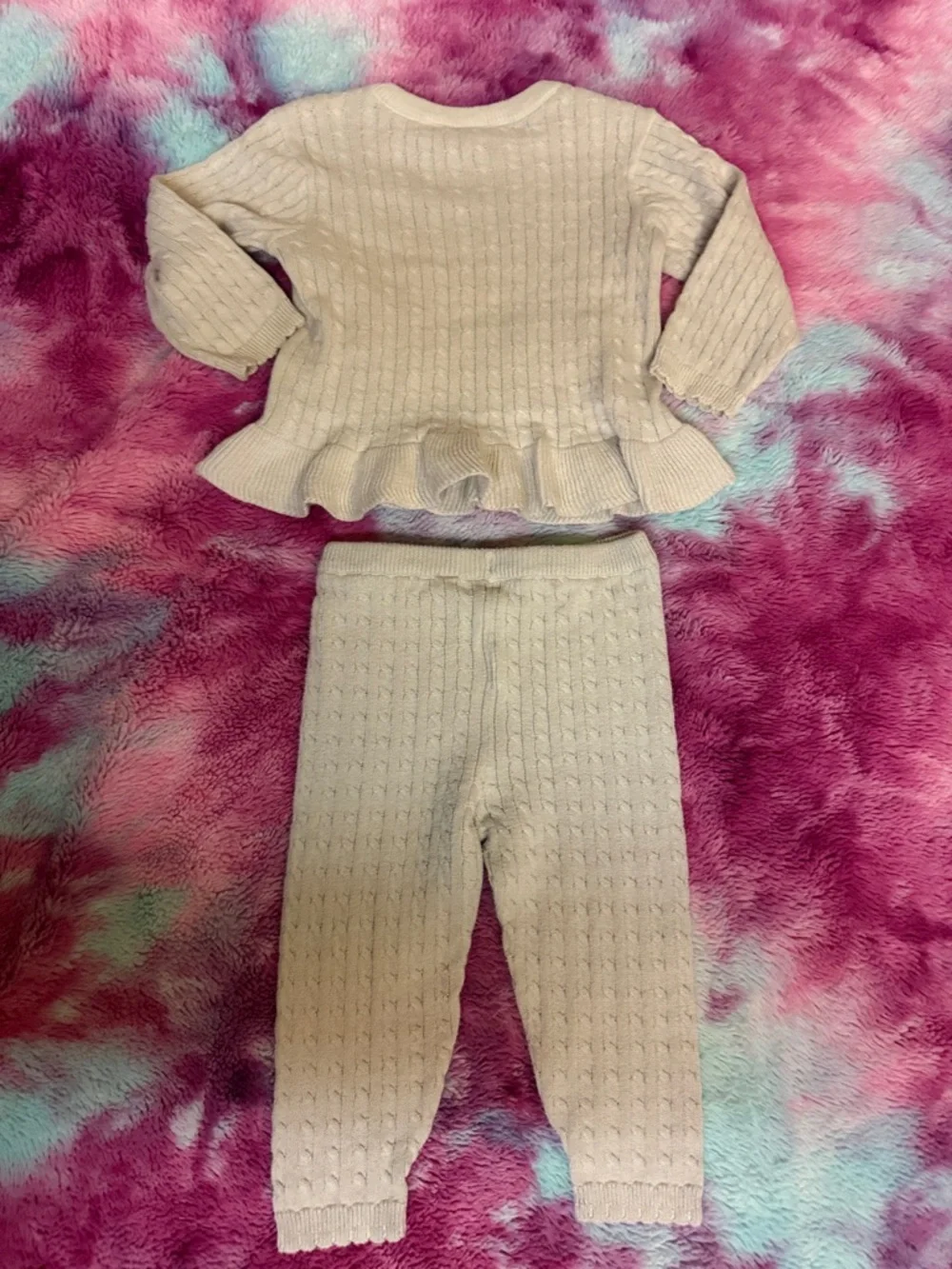 The Children's Place Cream Knit Peplum Sweater & Leggings Set - Picture 4 of 4